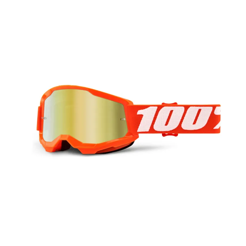 100 Percent Strata 2 Youth Goggle Gold Mirror Lens Orange