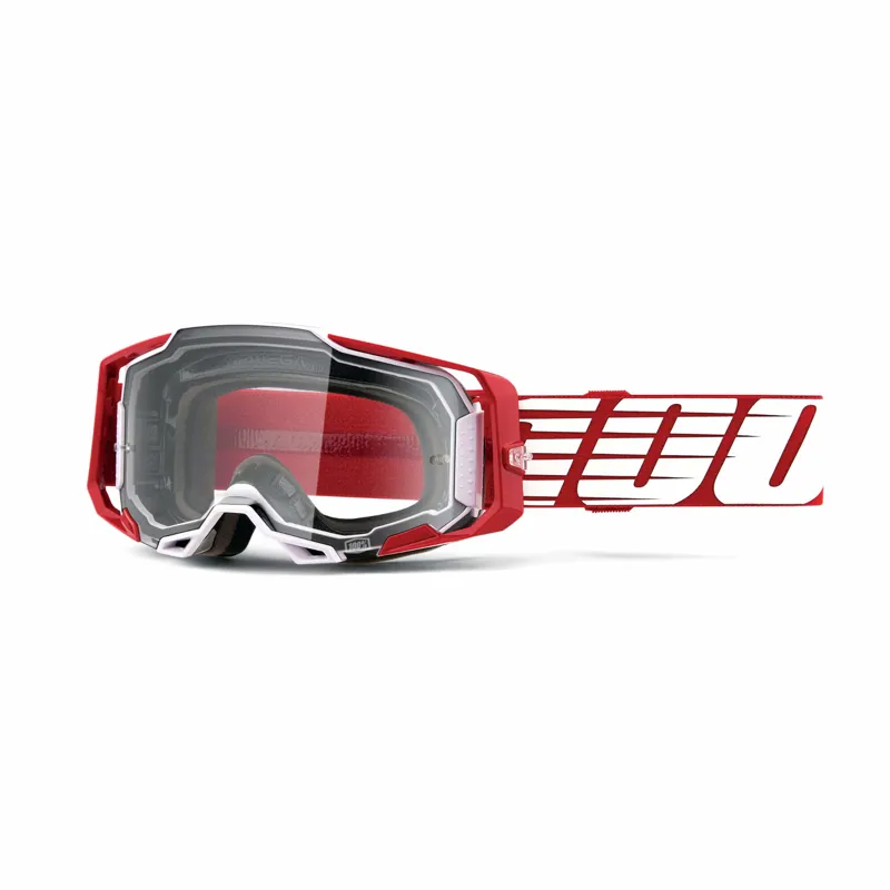 100 Percent Armega Goggles Clear Lens Red