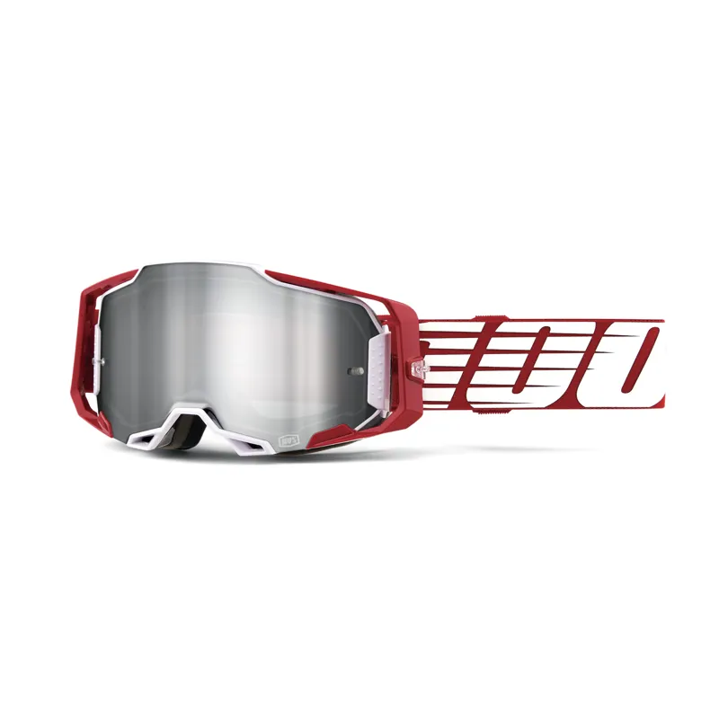 100 Percent Armega Goggles Flash Silver Lens Red