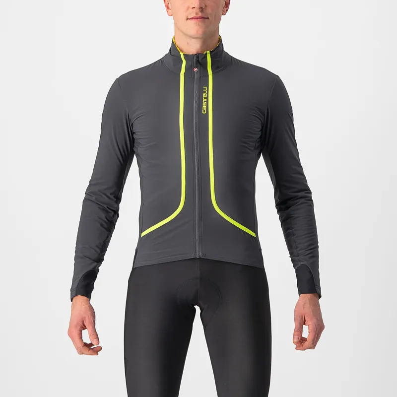 Castelli Flight Air Jacket in Dark Grey Electric Lime