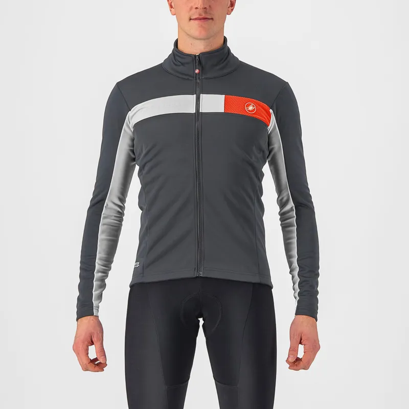 Castelli Mortirolo 6S Jacket in Dark Grey Red Reflex