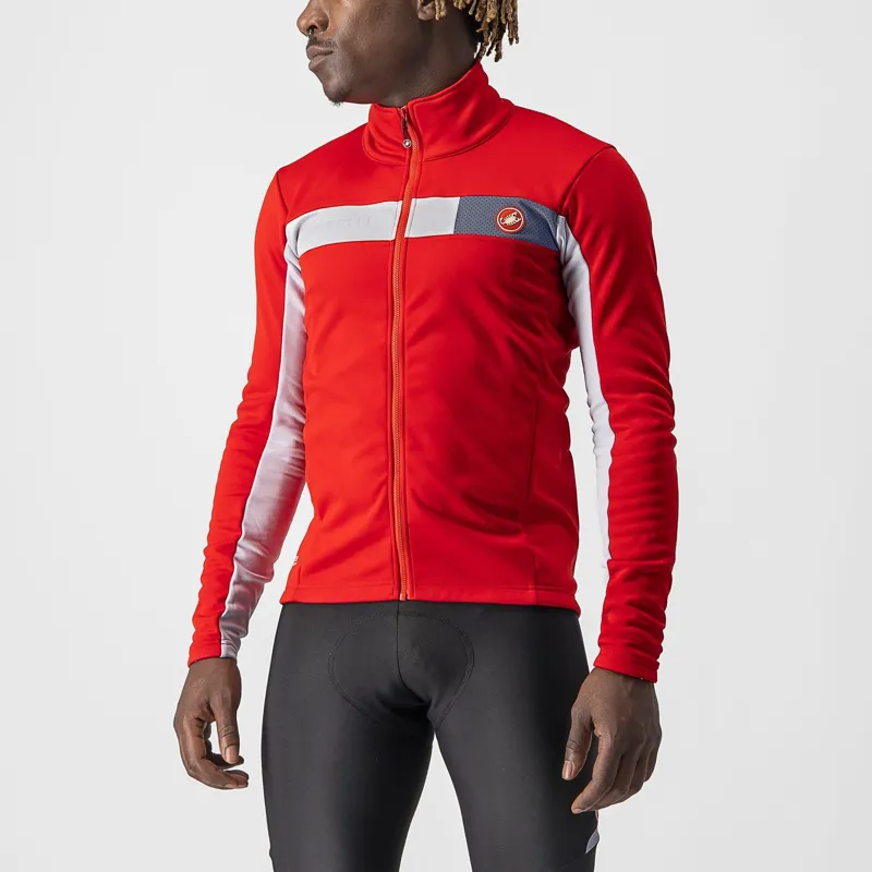 Castelli Mortirolo 6S Jacket in Red Silver 