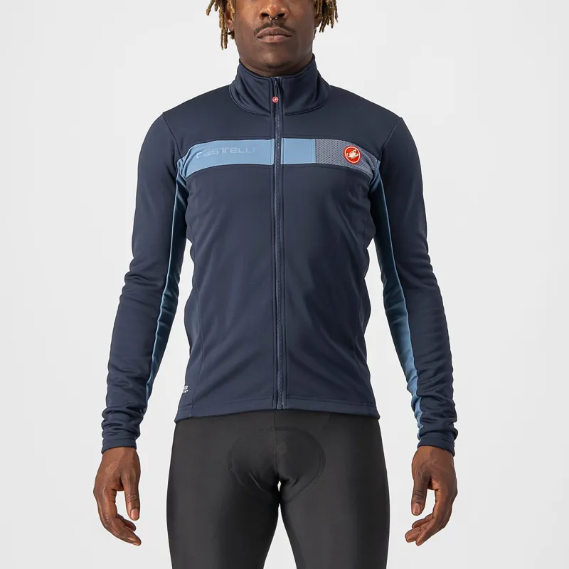Castelli Mortirolo 6S Jacket in Savile Blue Silver Reflex