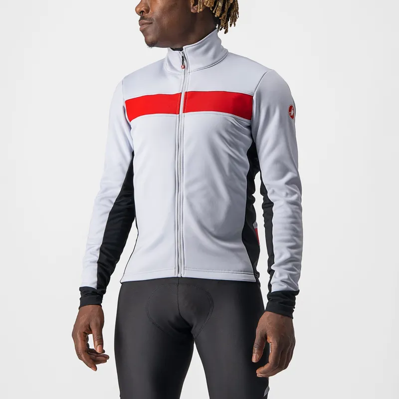 Castelli Raddoppia 3 Mens Jacket in Silver Red Reflex