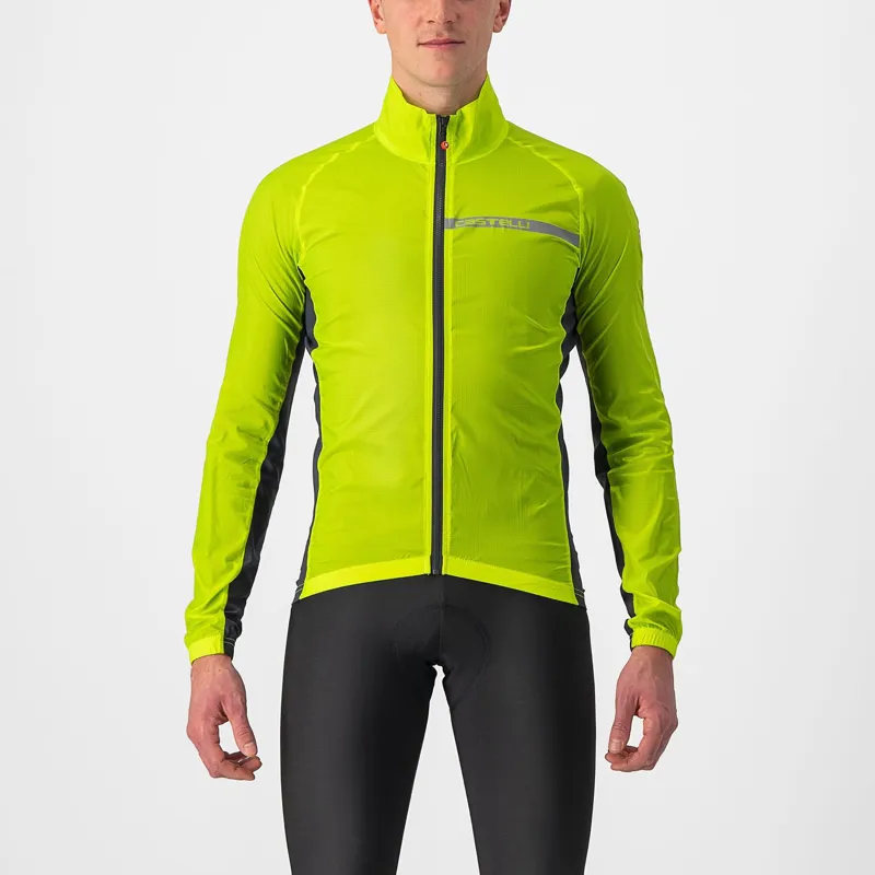 Castelli Squadra Stretch Mens Jacket in Electric Lime Dark Grey