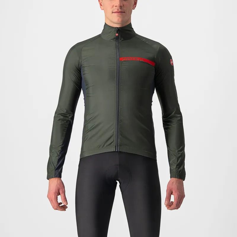 Castelli Squadra Stretch Mens Jacket in Military Green Dark Grey
