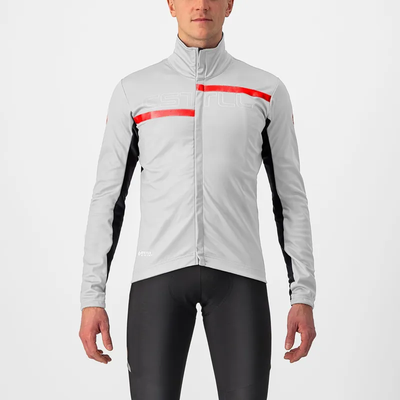Castelli Transition 2 Mens Jacket in Silver Grey Red Reflex