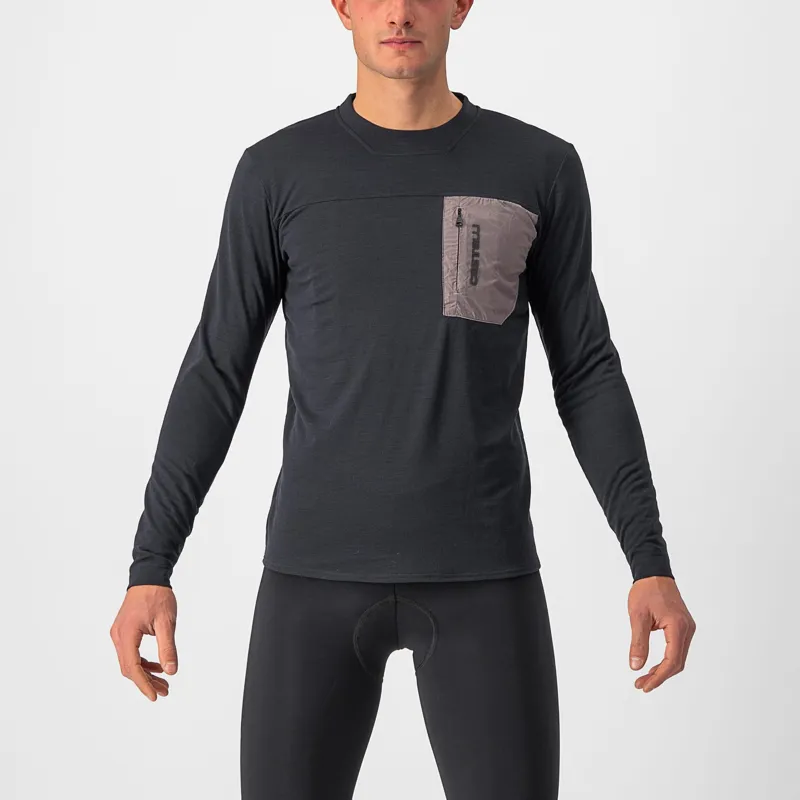 Castelli Unlimited Merino Long Sleeve T-Shirt in Light Black Nickel Grey