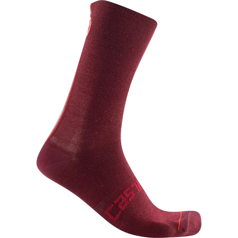 Castelli Racing Stripe 18 Socks in Bordeaux