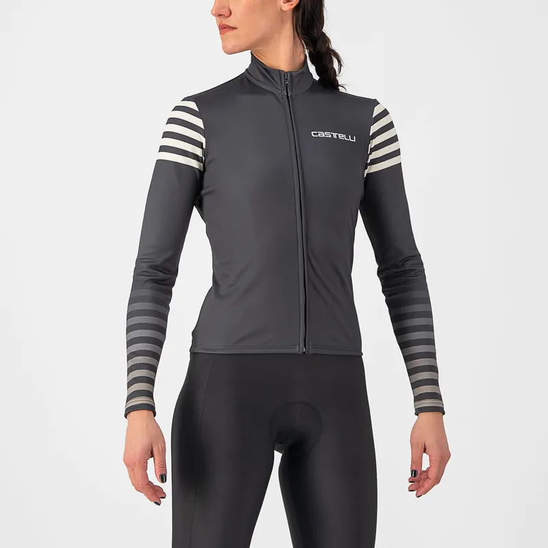 Castelli Autunno Long Sleeve Womens Jersey in Dark Grey Chalk