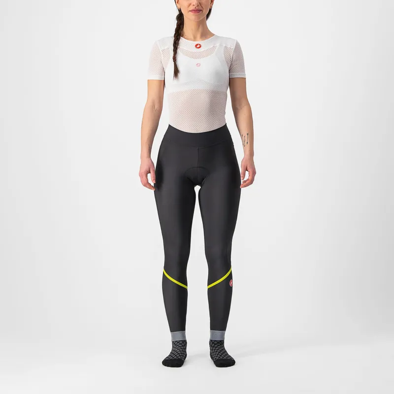 Castelli Velocissima Thermal Womens Tights in Black/Elec Lime/Silver