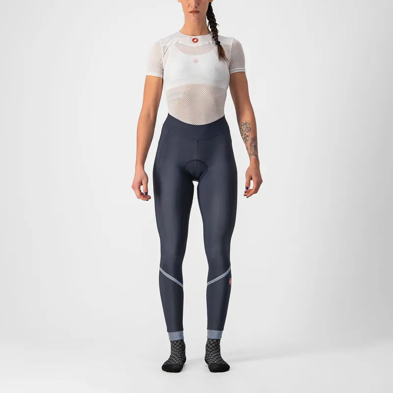 Castelli Velocissima Thermal Womens Tights in Sav Blue Silver