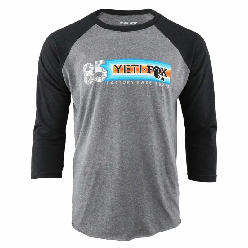 Yeti Race Team Mens Retro Baseball T-Shirt in Grey