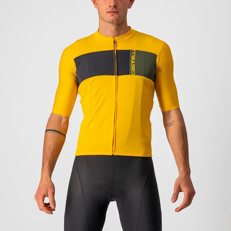 Castelli Prologo 7 Jersey in Saffron/Black/Military Green