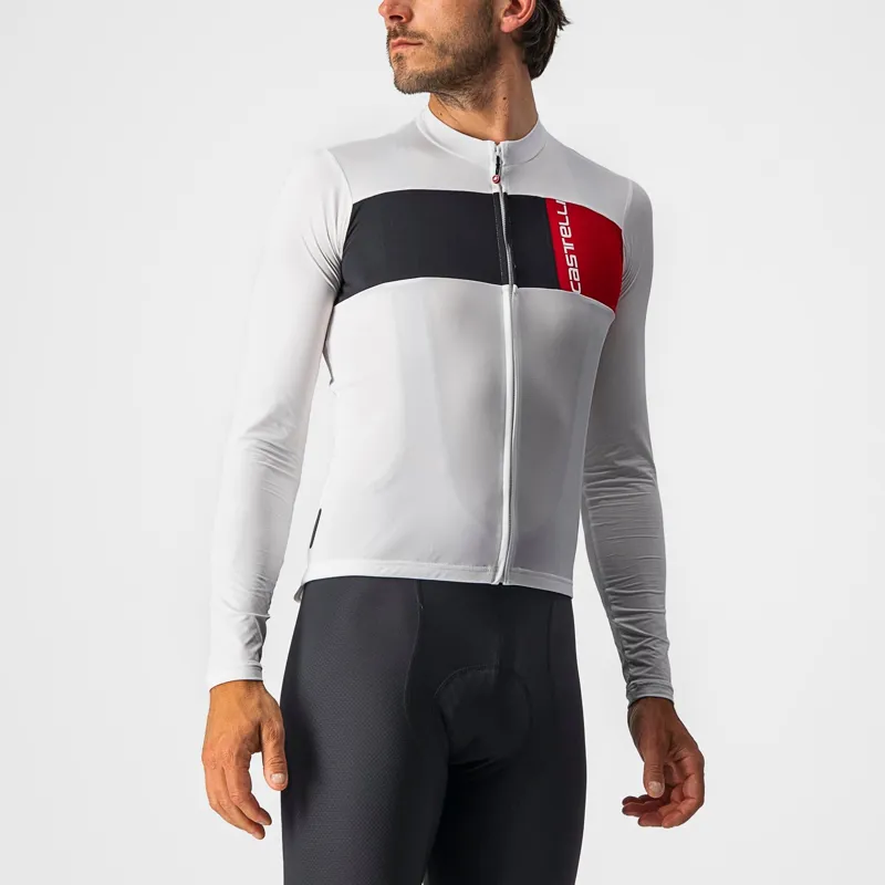 Castelli Prologo 7 Long Sleeve Jersey in Ivory/Black/Red