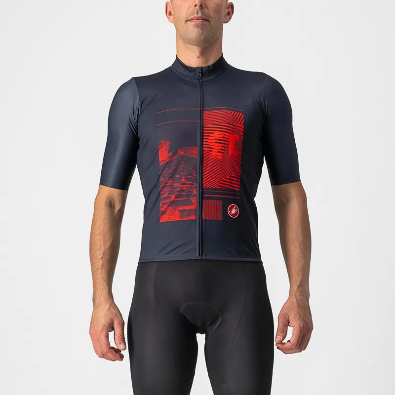 Castelli 13 Screen Jersey in Savile Blue/Red