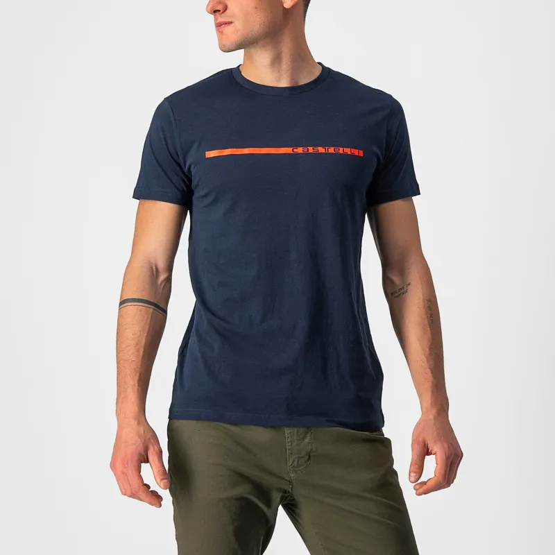 Castelli Ventaglio T-Shirt in Savile Blue/Red