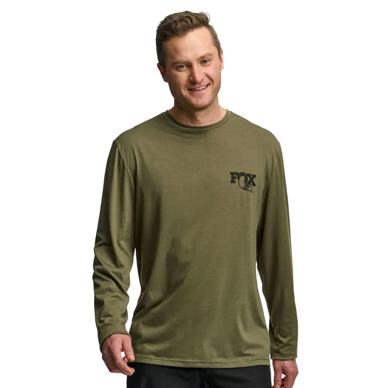 Fox Textured Long Sleeve Tee Green-2