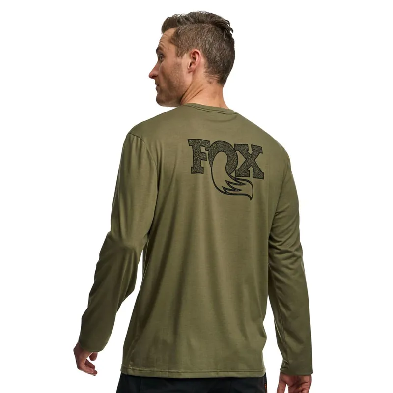 Fox Textured Long Sleeve Tee Green-3