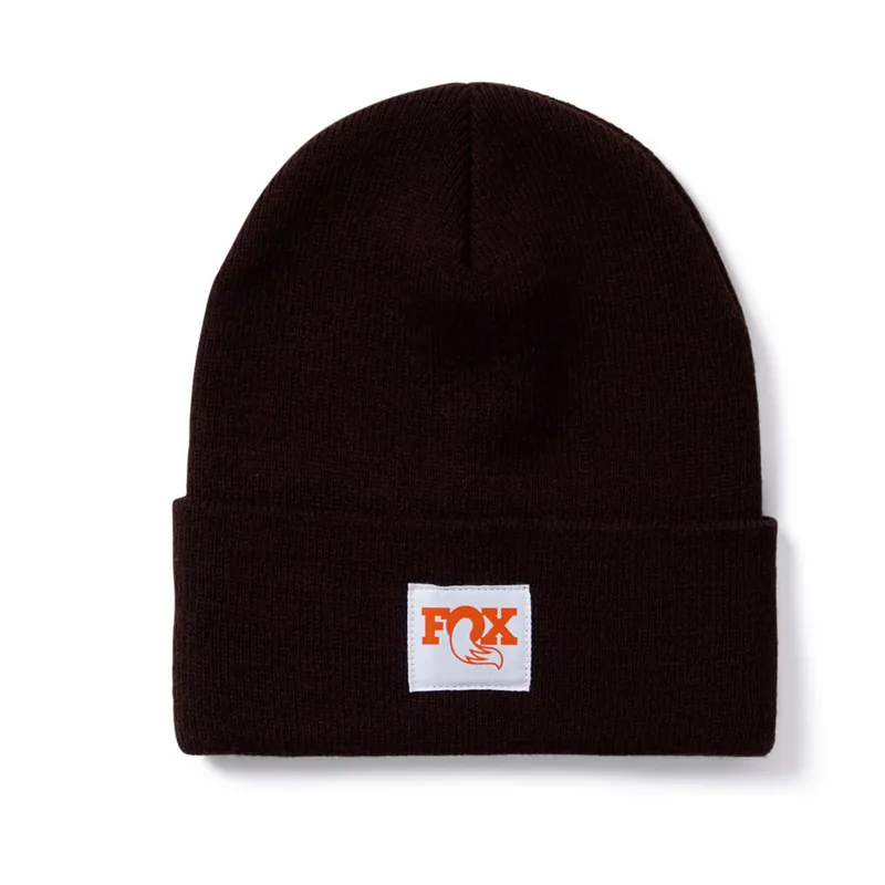 Fox Tight Knit Fold Over Beanie Brown