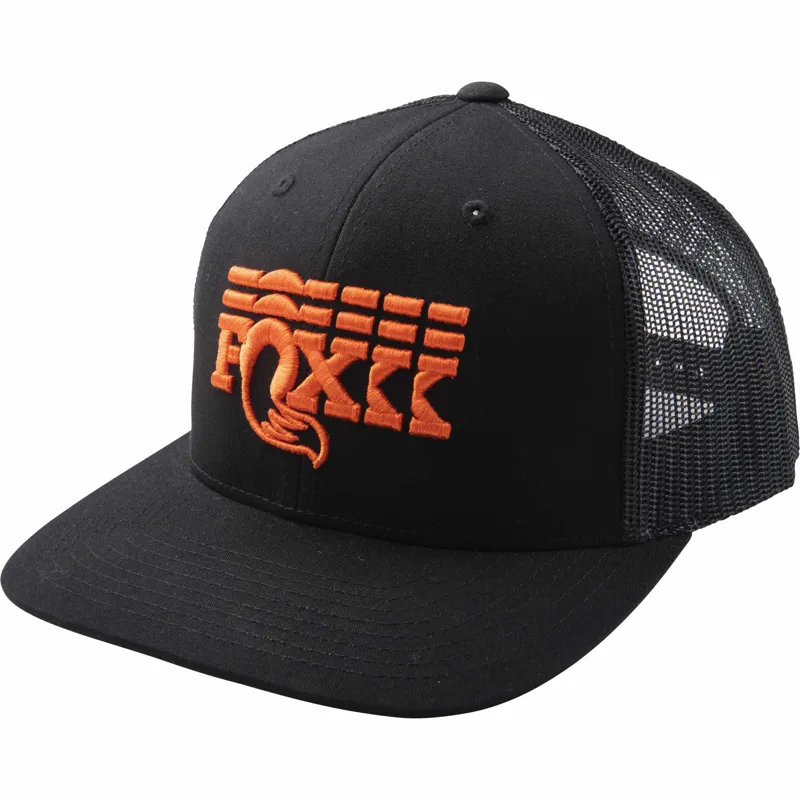 Fox Stacked Flat Brim Trucker Hat Black