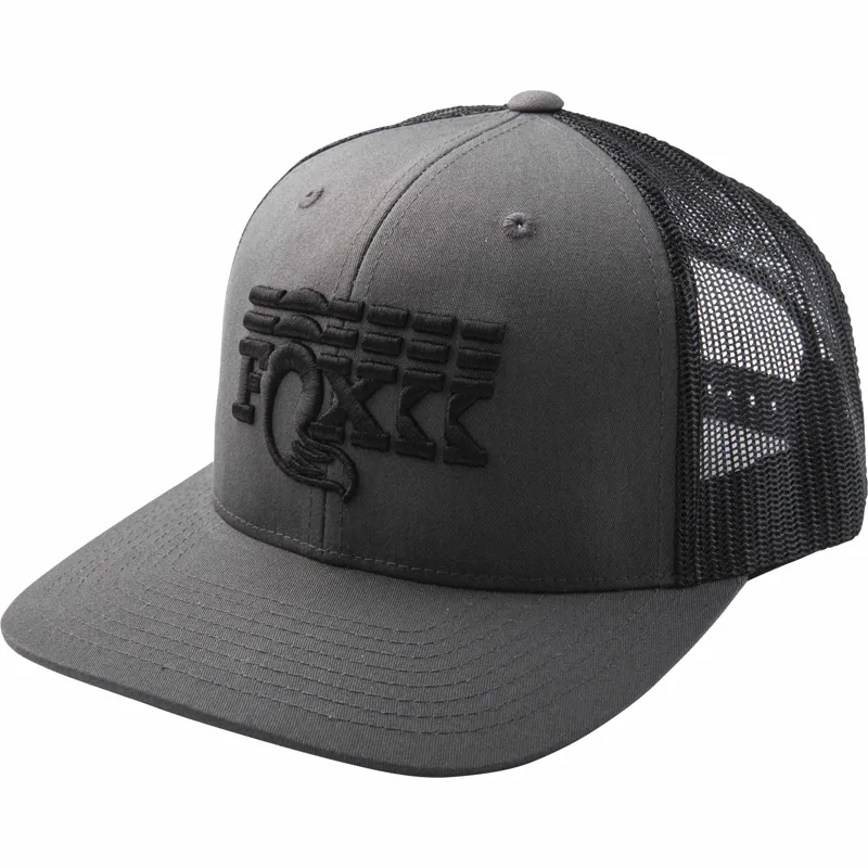 Fox Stacked Flat Brim Trucker Hat Charcoal