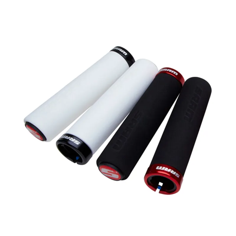 Sram Locking Grips Foam 129mm Black With Single Red Clamp And End Plugs size