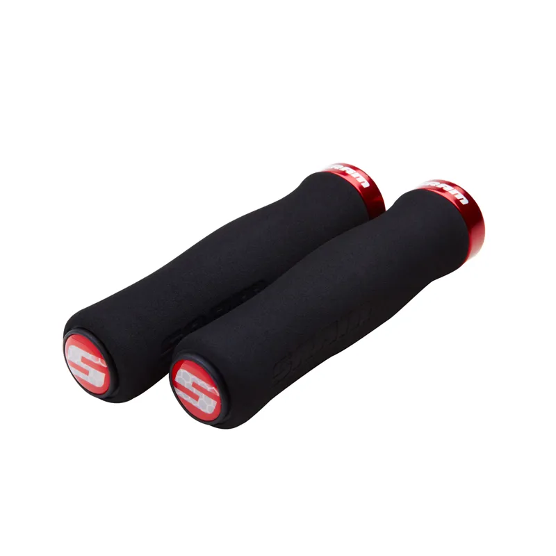 Sram Locking Grips Contour Foam 129mm Black With Single Red Clamp And End Plugs size