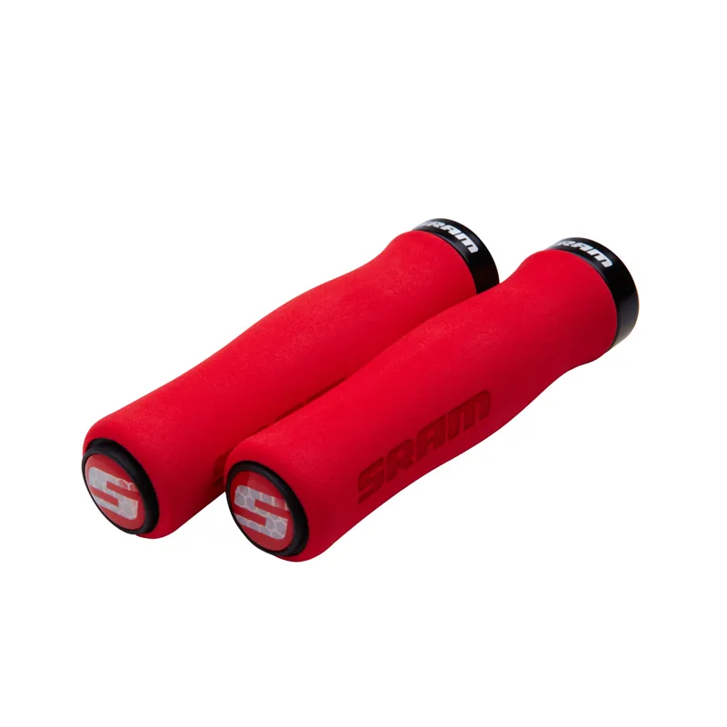 Sram Locking Grips Contour Foam 129mm Red With Single Black Clamp And End Plugs size