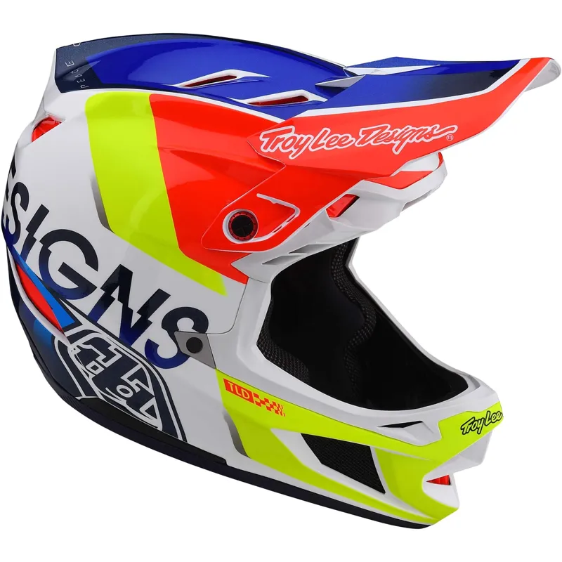 Troy Lee Designs D4 Composite Helmet Qualifier WHITE BLUE
