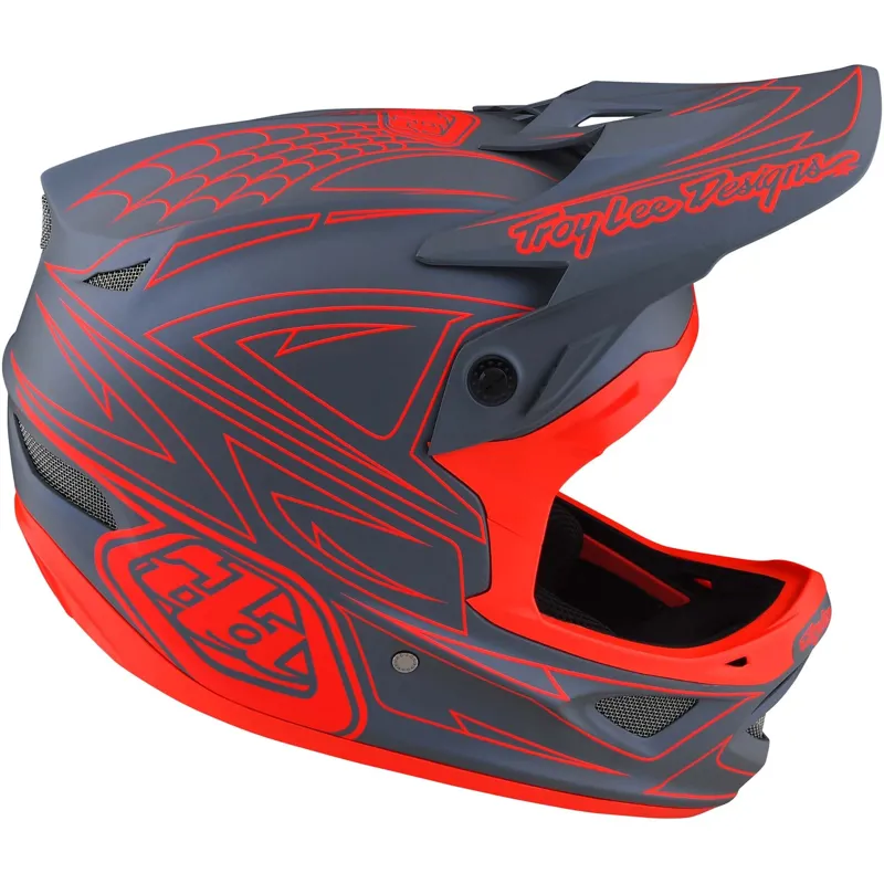 Troy Lee Designs D3 Fiberlite Helmet Spider Stripe Grey Red
