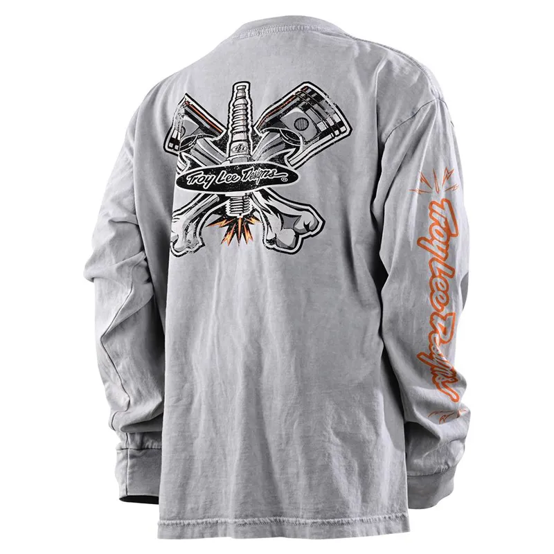 Troy Lee Designs Pistonbone Youth Long Sleeve T-Shirt Limited Edition Gray Mineral Wash -1