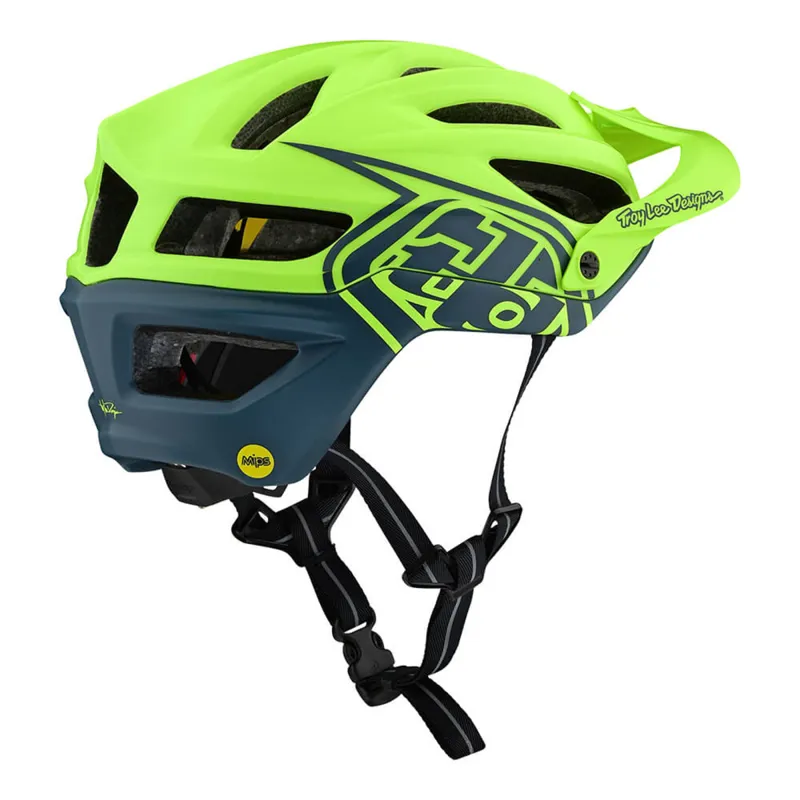 Troy Lee Designs 2019 A2 Decoy MTB MIPS Helmet Flo Yellow/ Blue-1