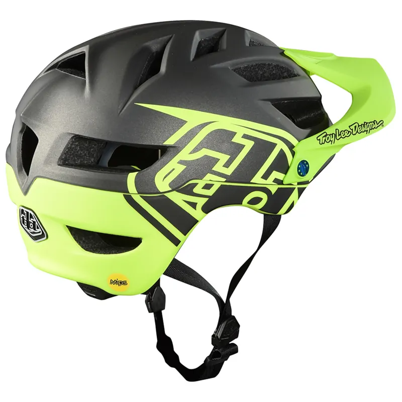 Troy Lee Designs A1 MIPS Youth Classic Helmet Classic Grey/Flo Yellow-1
