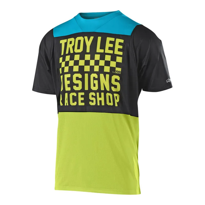 Troy Lee Designs Skyline Youth Jersey Checker Black And Flo Yellow