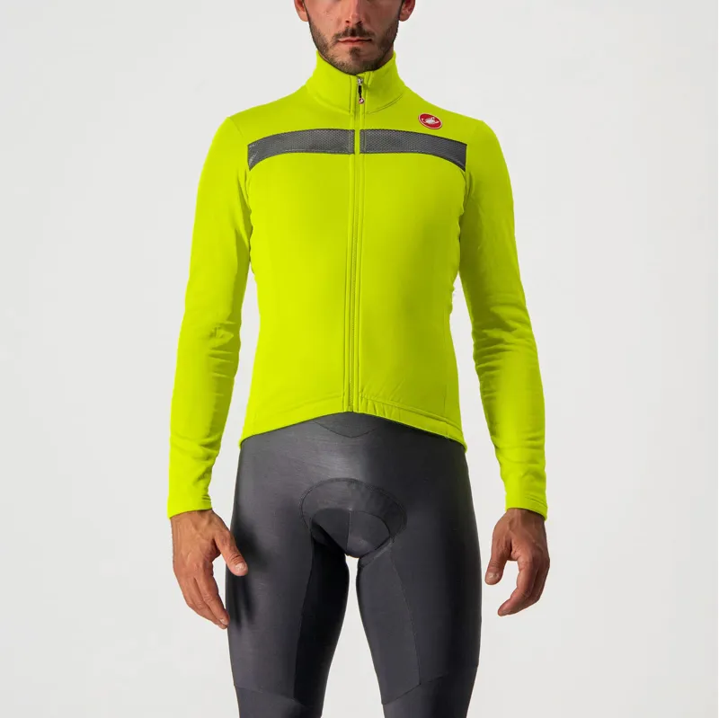 Castelli Puro 3 Long Sleeve Jersey Electric Lime Silver Reflex