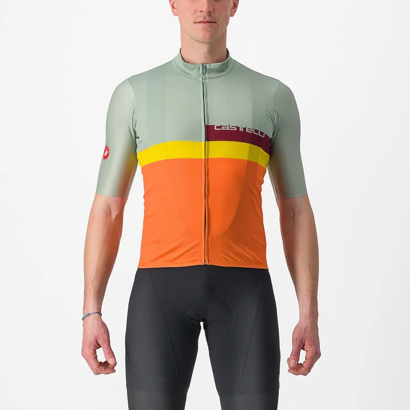 Castelli A Blocco Jersey in Defender Green/Scarlet Red
