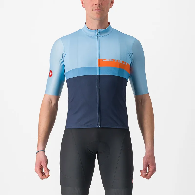 Castelli A Blocco Jersey in Baby Blue/Belgian Blue