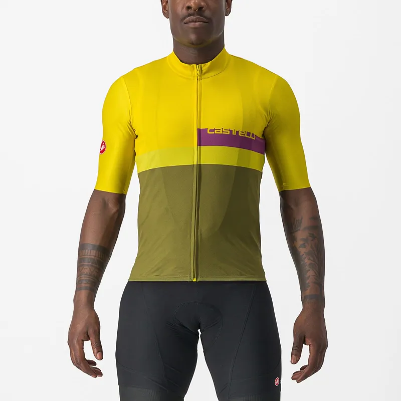 Castelli A Blocco Jersey in Passion Fruit/Ahyst/Green Apple/Avocado Green