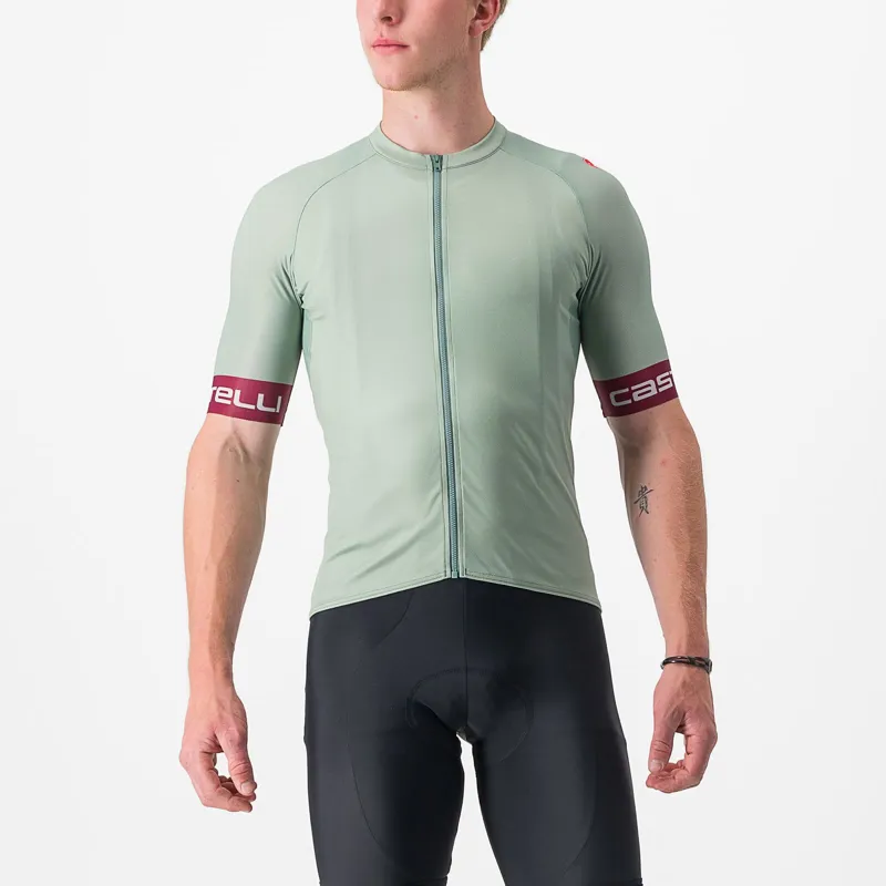 Castelli Entrata VI Jersey in Defender Green/Bordeaux/Silver