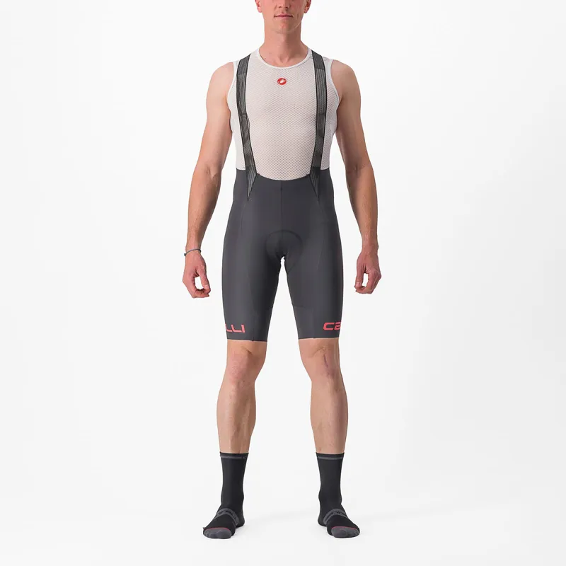 Castelli Free Aero RC Classic Bib Shorts in Grey/Hibiscus