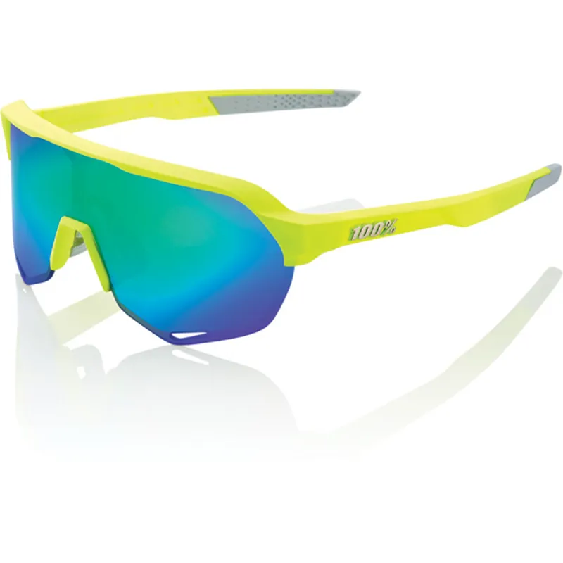 100 Percent S2 Mirror Green Lens Sunglasses in Yellow