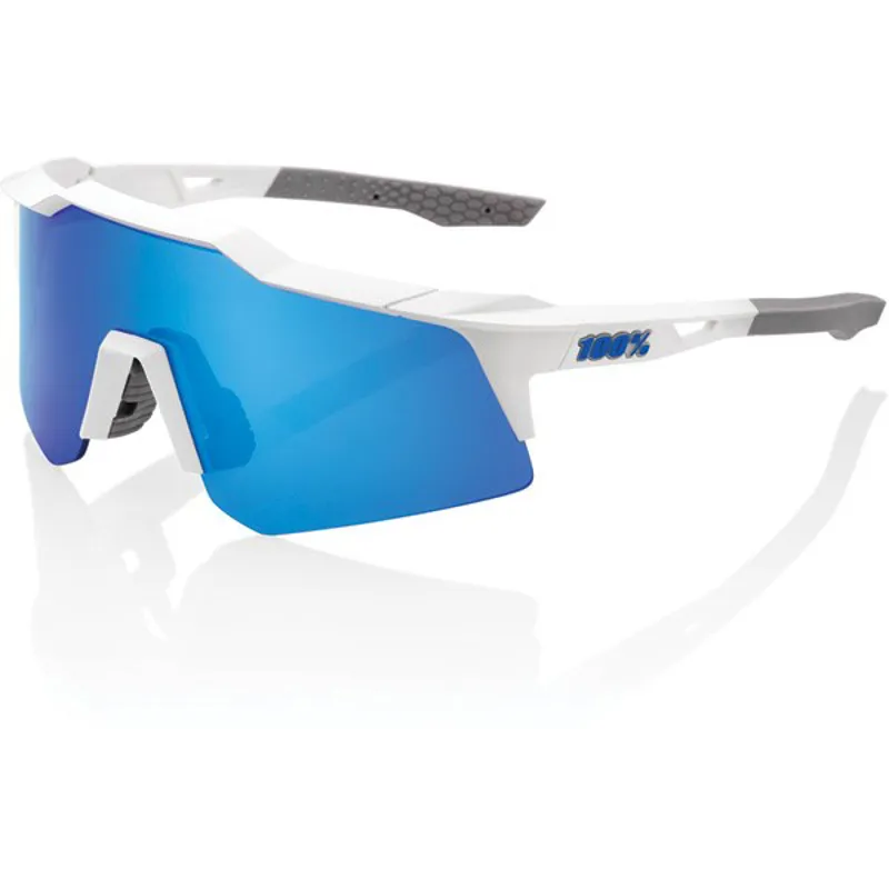 100 Percent Speedcraft XS Mirror Blue Lens Sunglasses in White