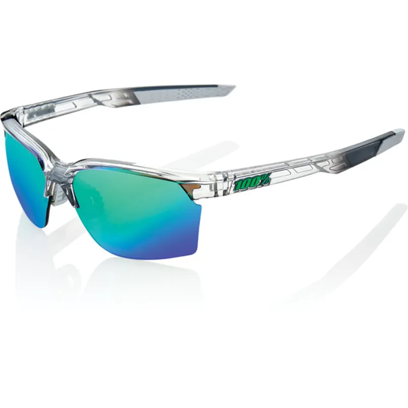 100 Percent Sportcoupe Mirror Green Lens Sunglasses in Clear