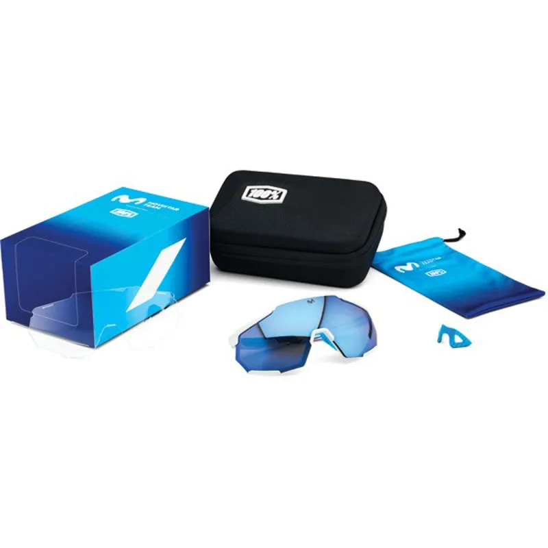 100 percent Racetrap Movistar WE Blue Lens Moviestar White one size hiper blue mirror-1