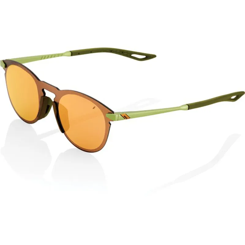 100 Percent Legere Round Mirror Bronze Lens Sunglasses in Green