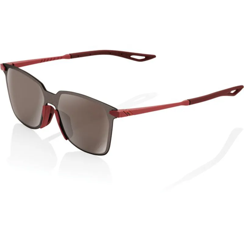 100 Percent Legere Square HiPer Mrr Silver Lens Sunglasses in Red