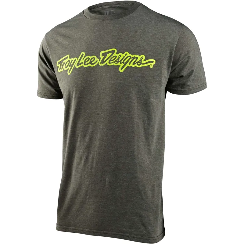 Troy Lee Designs Signature Short Sleeve T-Shirt Olive Heather
