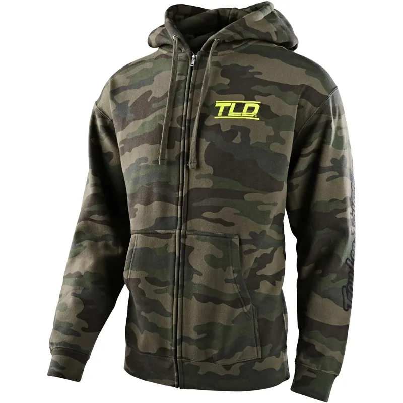 Troy Lee Designs Speed Logo Zip-Up Hoodie in Camo Green