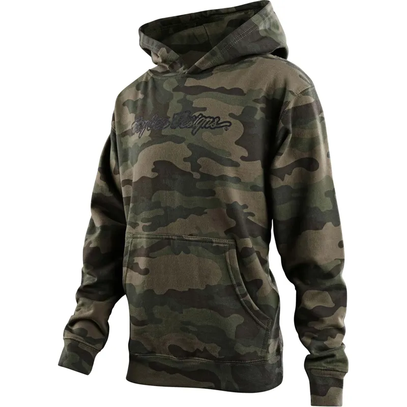 Troy Lee Designs Youth Signature Hoodie in Camo Green